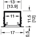 Profile for recess mounting, Häfele Loox5 profile 1103 for 8mm LED strip lights