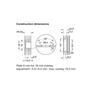 Concealed Cup Hinge Metalla 310 Clip 110° for aluminium frame, half overlay, 28/6.9, nickel