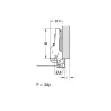 Concealed Cup Hinge Metalla 310 Clip 110° for aluminium frame, half overlay, 28/6.9, nickel