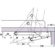 Corner bench hinge, for wooden seat panels, with spring