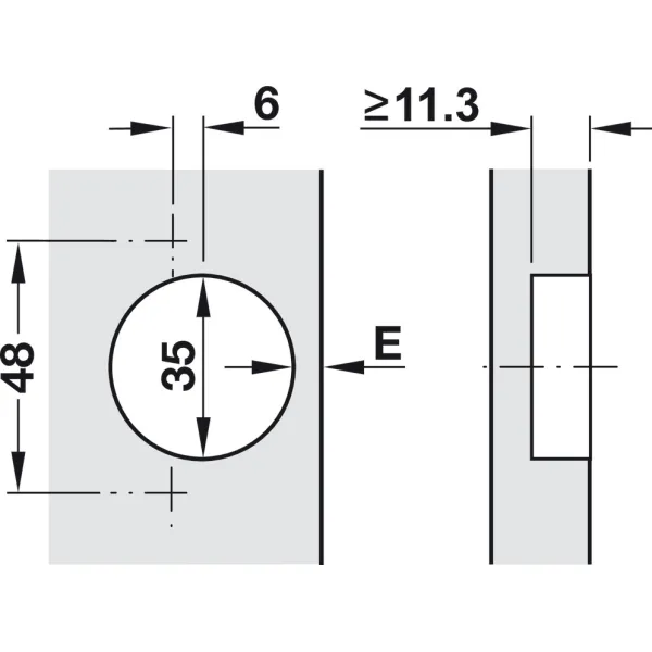 Concealed hinge, Häfele Metalla SM 110°, full overlay mounting