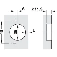 Concealed hinge, Häfele Metalla SM 110°, full overlay mounting