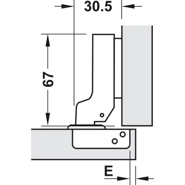 Concealed hinge, Häfele Metalla SM Combi, 110°, half overlay mounting/twin mounting
