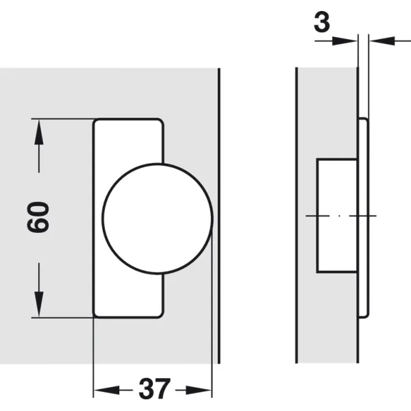Concealed hinge, Häfele Metalla A 110°, full overlay mounting