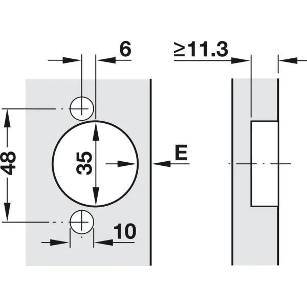 Concealed hinge, Häfele Metalla A 110°, full overlay mounting