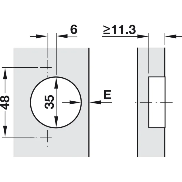 Concealed hinge, Häfele Metalla A 110°, full overlay mounting