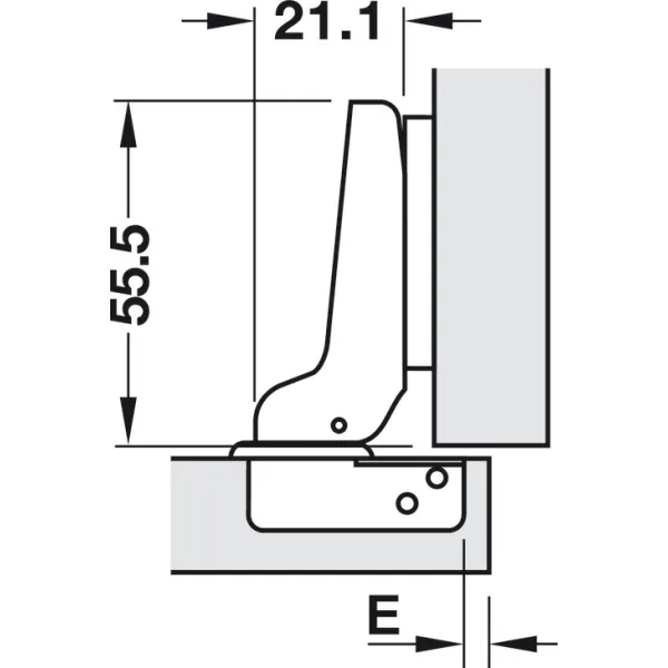 Concealed hinge, Häfele Metalla A 110°, half overlay mounting/twin mounting