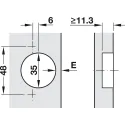 Concealed hinge, Häfele Metalla A 110°, inset mounting