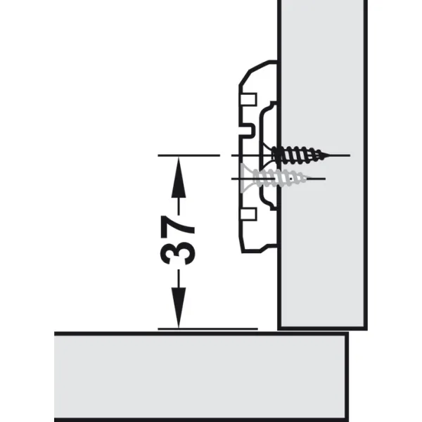 Cruciform mounting plate, Häfele Metalla A, with slide-on system, for screw fixing