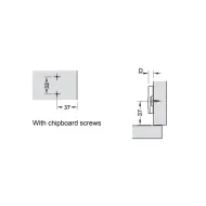 Cruciform plate Metalla 110 Clip, H0mm, for screw fixing with chipboard screws, nickel