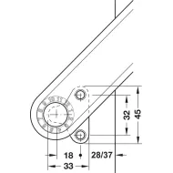 Stay flap fitting, Häfele Free flap H 1.5, all-plastic, 1-piece set