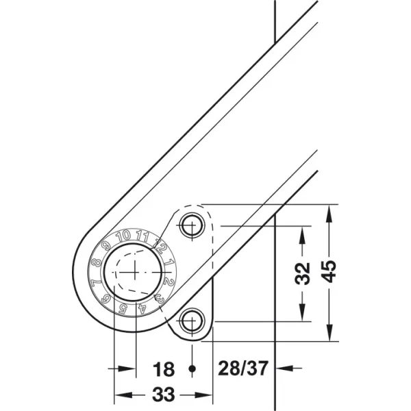 Stay flap fitting, Häfele Free flap H 1.5, all-plastic, 1-piece set