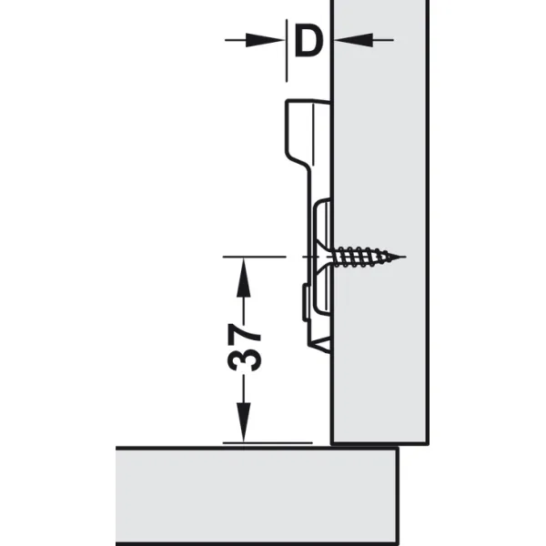 Cruciform mounting plate, Häfele Metalla 100 SM Kombi