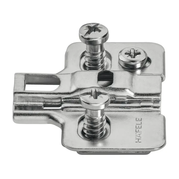 Cruciform mounting plate Metalla 310, Clip, H0mm, with eccentric, with Euro screws, nickel