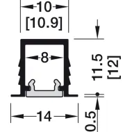 Profile for recess mounting, Häfele Loox5 profile 1104 for LED strip lights