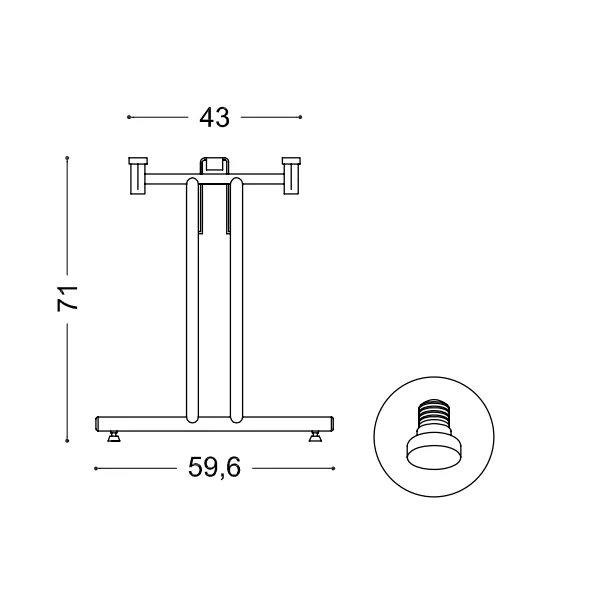 Table leg FLEXO-1 H710mm chrome