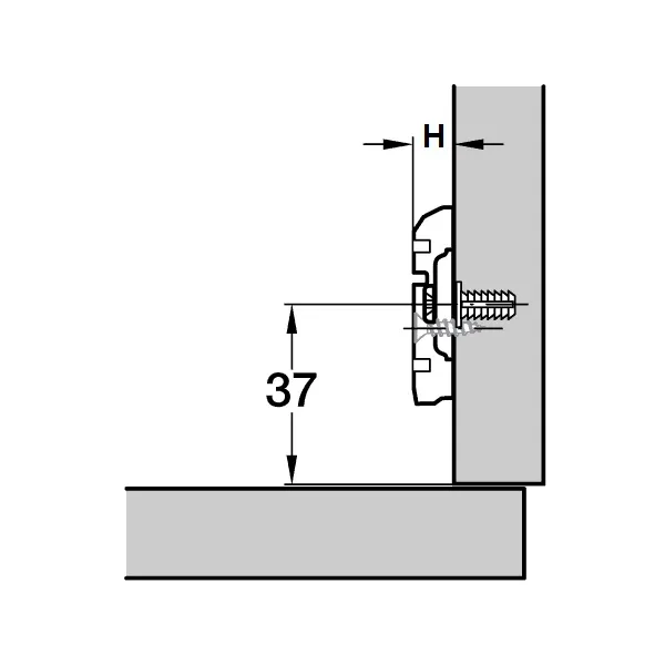 Cruciform mounting plate Metalla 310, Clip, H2mm, with eccentric, nickel