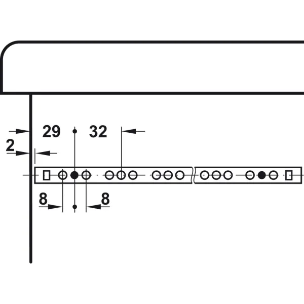 Ball bearing runners, Single extension, load bearing capacity up to 10kg