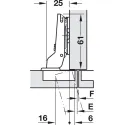 Concealed hinge, Häfele Duomatic Plus 110°, half overlay/twin mounting