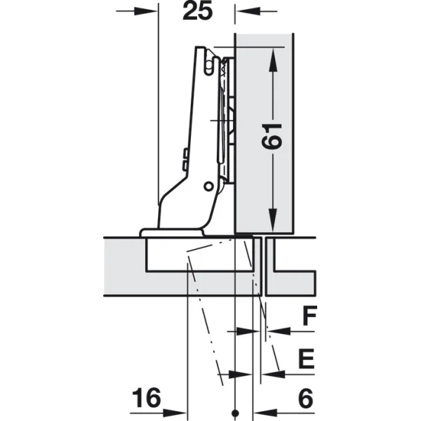 Concealed hinge, Häfele Duomatic Plus Titanium 110°, half overlay mounting/twin mounting