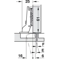 Concealed hinge, Häfele Duomatic Plus Titanium 110°, half overlay mounting/twin mounting