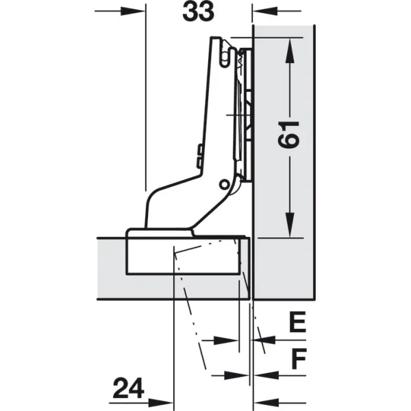 Concealed hinge, Häfele Duomatic Plus Titanium 110°, inset mounting