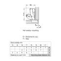 Concealed Cup Hinge Metalla 310 Clip 155° full overlay, soft-close, 48/6, nickel