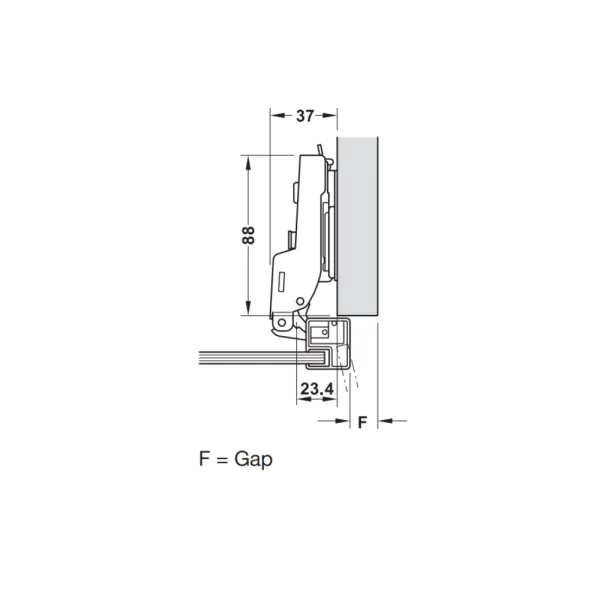 Concealed Hinge Metalla 310 Clip 110° for aluminium frame, half overlay, soft-close, 28/6.9, black