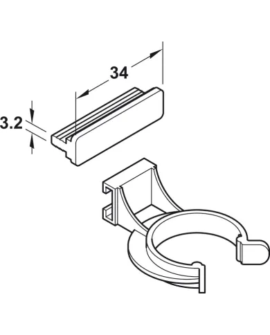 Plinth panel clip, for Häfele AXILO® 78 plinth system