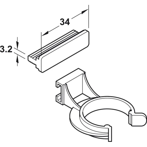 Plinth panel clip, for Häfele AXILO® 78 plinth system