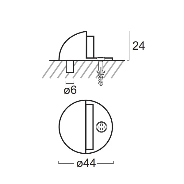 Floor door support Ø44mm H24mm matt chrome REI