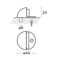 Floor door support Ø44mm H24mm matt chrome REI