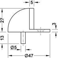 Atramėlė durims grindinė Ø45mm, H26mm, poliruotas žalvaris E