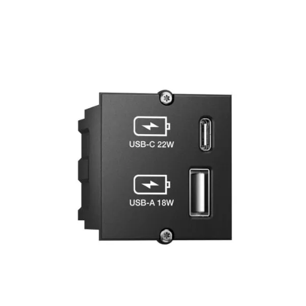 Cover for CM Custom Module with USB-A&C chargers, black, L200mm cable with GST18 plug