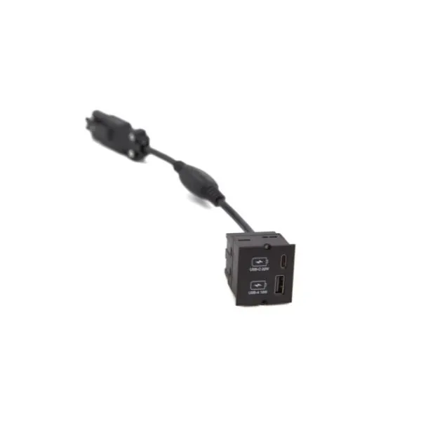 Dangtelis CM tuščiam moduliui su USB-A&C krovikliais, juodas, laidas L200mm, su GST18 kištuku
