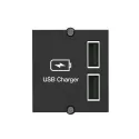 Dangtelis CM tuščiam moduliui su dvigubu USB-A 2.0 krovikliu, juodas, laidas L200mm, su GST18 kištuku