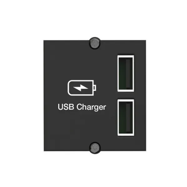 Dangtelis CM tuščiam moduliui su dvigubu USB-A 2.0 krovikliu, juodas, laidas L200mm, su GST18 kištuku