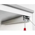 Flap stay, with pull cable, for flaps made from wood and with aluminium frame, with adjustable braki