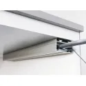Flap stay, with pull cable, for flaps made from wood and with aluminium frame, with adjustable braki