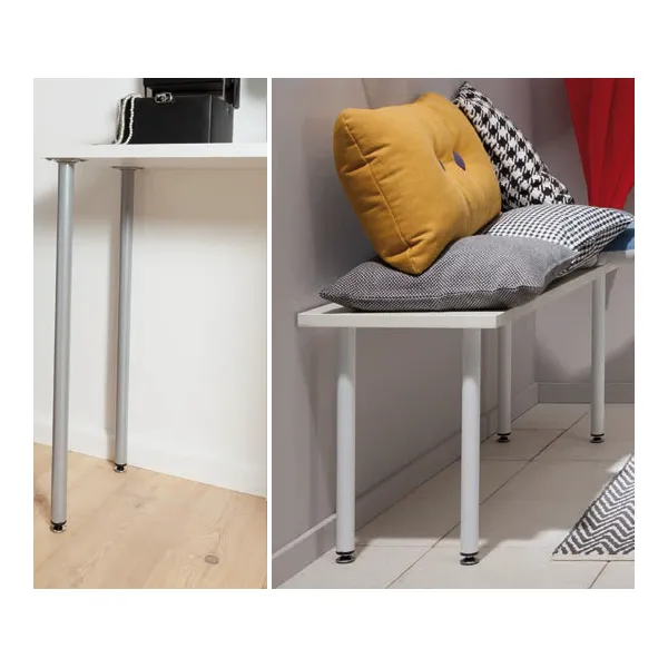 Table leg round adjustable Ø30mm H700mm white M10