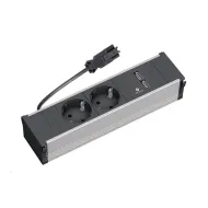 Rozečių blokas CONI 2xCEE7/3, dvigubas USB kroviklis, laidas L200mm, GST18