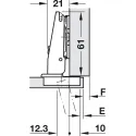 Concealed hinge, Duomatic 105°, for thin wooden doors from 10mm and above, full overlay/half overlay mounting