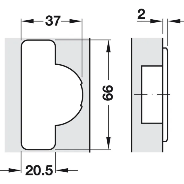 Concealed hinge, Duomatic 105°, for thin wooden doors from 10mm and above, full overlay/half overlay mounting