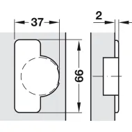 Concealed hinge, Duomatic 105°, for thin wooden doors from 10mm and above, full overlay/half overlay mounting