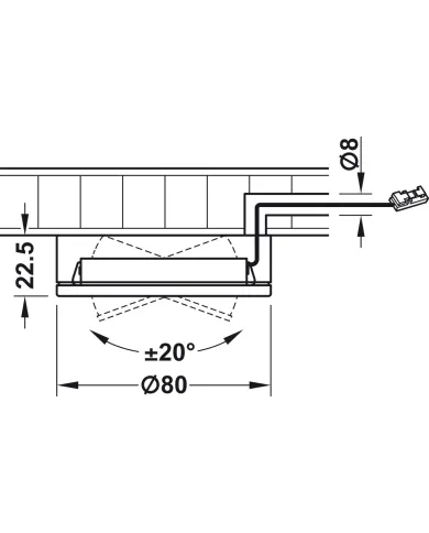 Housing for undermounted light, for LED 1154 drill hole Ø68mm