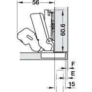 Concealed hinge, Duomatic 155°, full overlay mounting