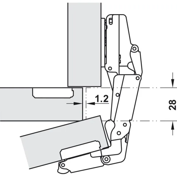 Concealed hinge, Duomatic 155°, full overlay mounting