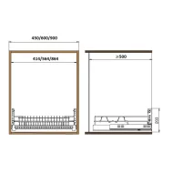 Dish rack - drawer W900mm full extension, stainless steel