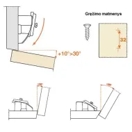 Mounting plate angle adjustable +10 - +30 for hinge 35°