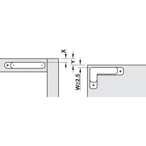 Concealed hinges AIR, with PUSH, nickel
